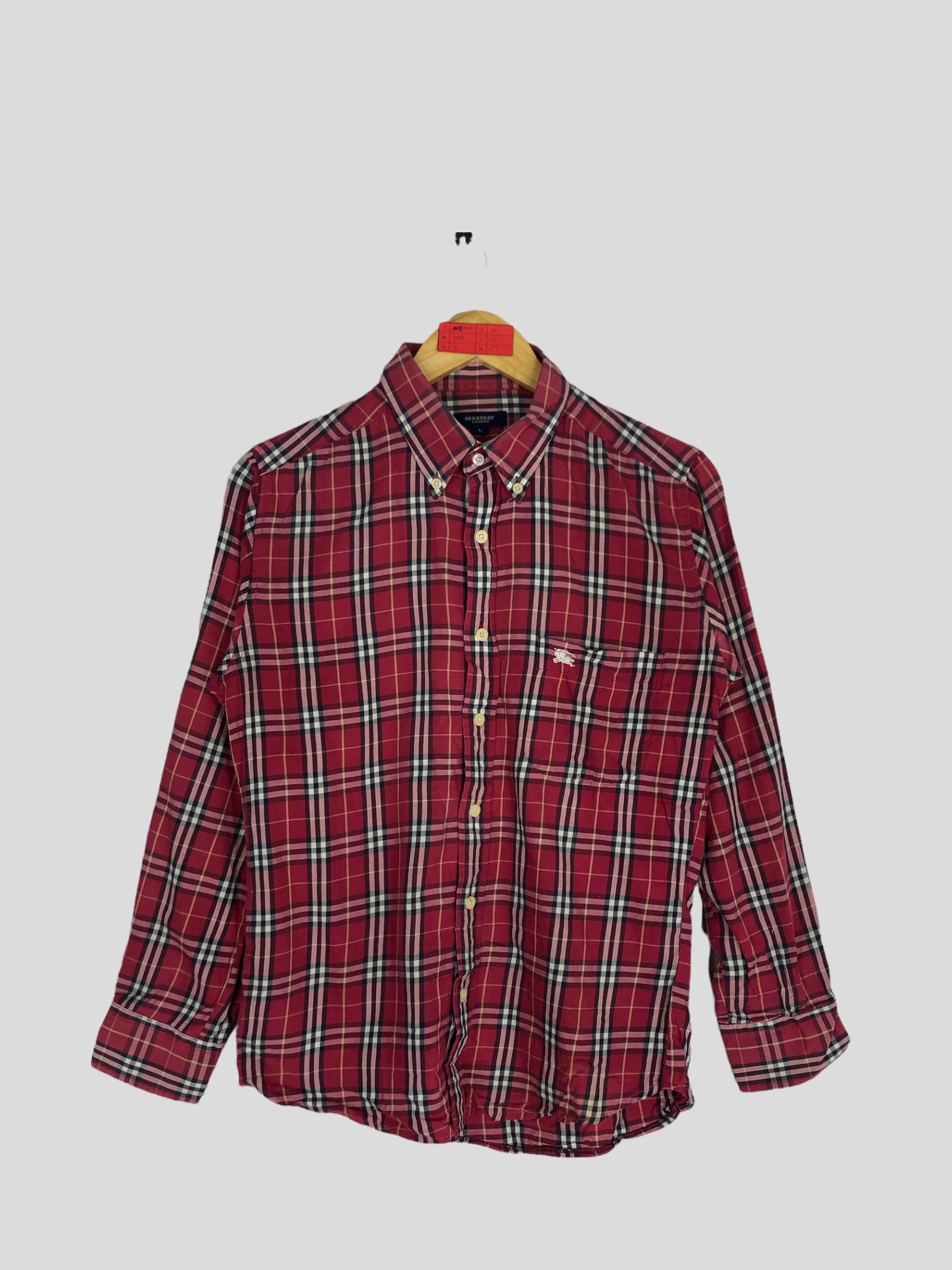Vintage Burberrys London Nova Check Red Shirt Large 90s
