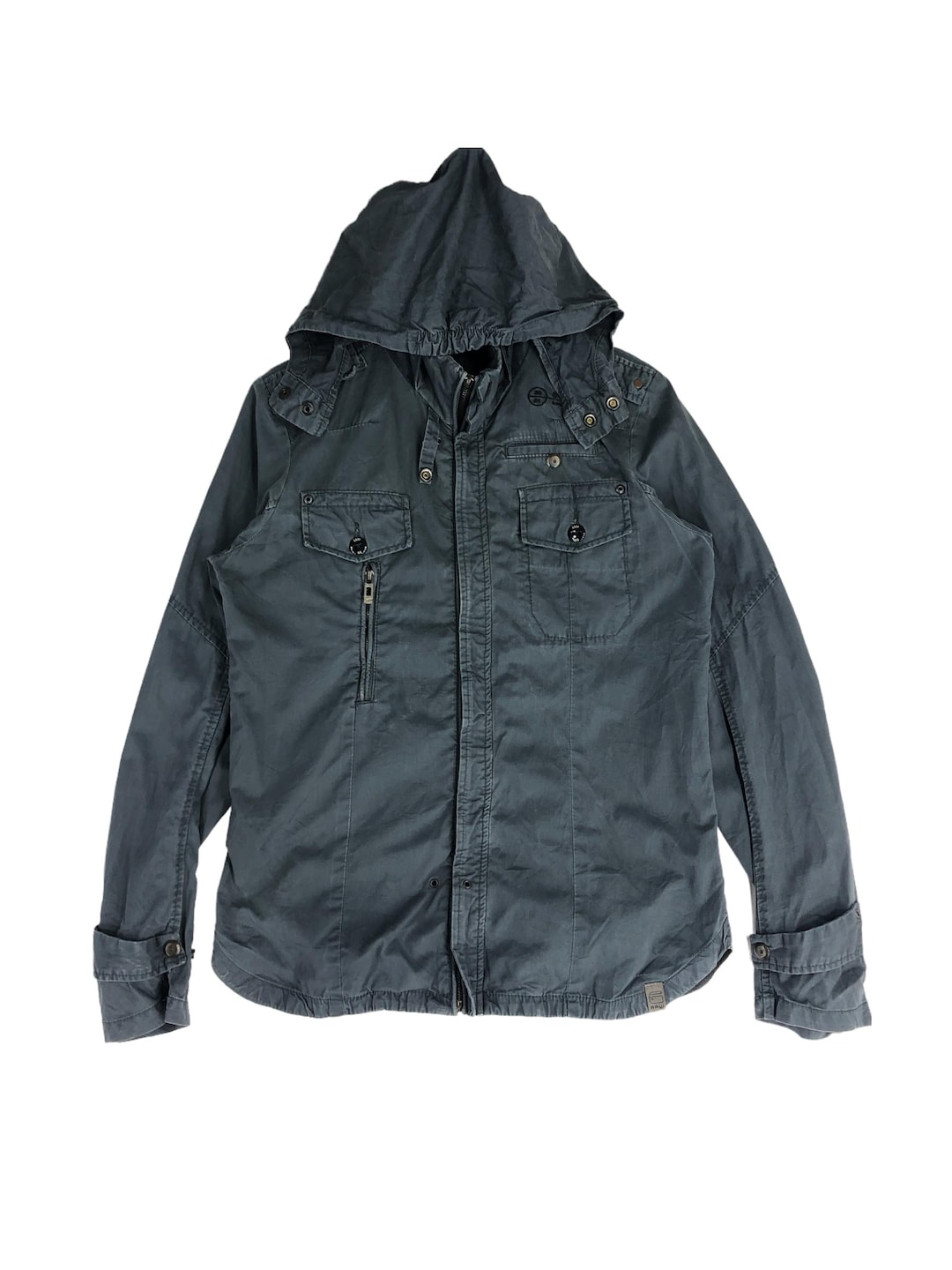 Vintage G-star Raw Denim Hoodie Jacket: Tactical Utility Style
