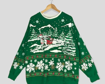 Vintage 70s 80s Nutcracker Ugly Christmas Sweatshirt Nutcracker Sweater Nutcracker Crewneck Nutcracker Bears Acrylic Green Jumper Size XL