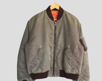 Vintage Y2K Pract Studio MA-1 Bomber Jacket Military Streetwear Casual Outfit Outerwear Flight Jacket Flyers Brown XL