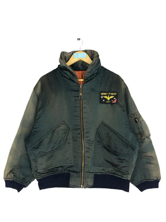 Vintage 80s 90s US Air Force Bomber Green Flight Jacket USAF