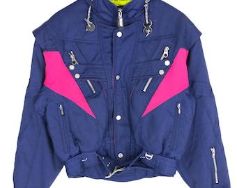 Vintage Ellesse Italy Ski Jacket: Goldwin Purple Bomber, Size L