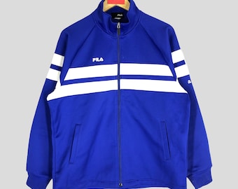 Vintage 90s Fila Tack Top Fila Zipper Jacket L Fila Light Jacket Fila Sweater Casual Style Fashion Style Sportwear Blue Size L