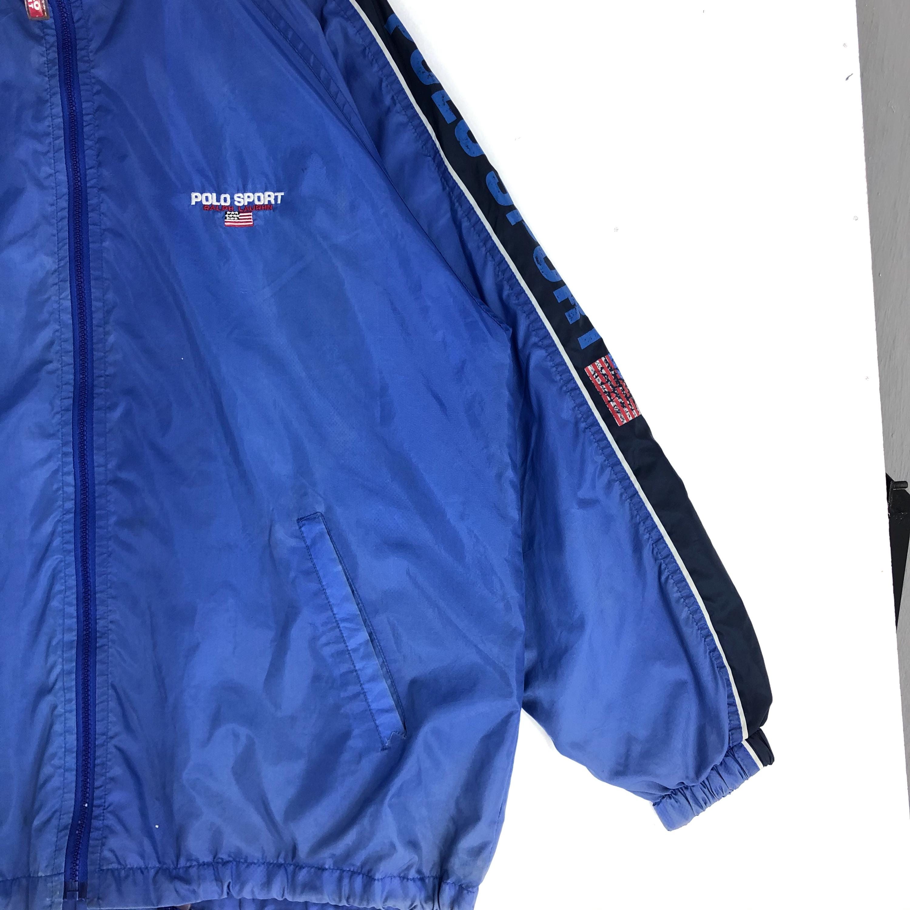 Vintage 90s Polo Sport Ralph Lauren Windbreaker Jacket, Blue XXL
