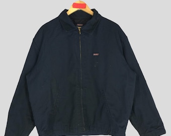 Vintage Distressed Dickies Collared Work Logo XLarge Black Dickies Zipper Jacket Oversized Pocket Jacket Casual Jacket Size XL