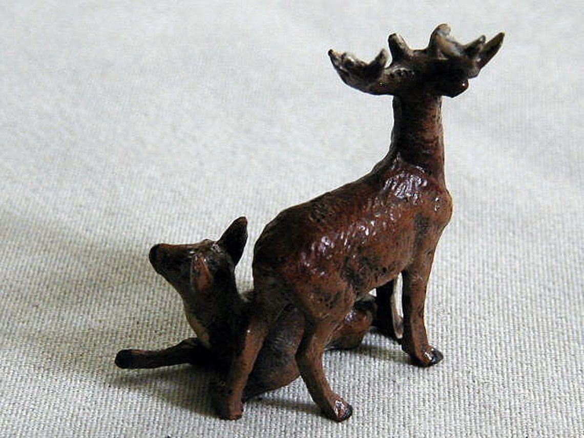 Vintage Metal Reindeer Pair Figurine Christmas Putz deer lead Etsy