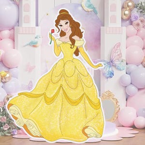 Principessa Belle PNG / Decorazione ritagliata / La bella e la bestia / Festa di compleanno / Grande principessa decorativa / Sublimazione / Trasferimento DTF
