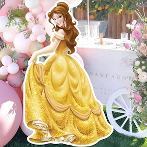 Princess Belle Glitter PNG | Decoration Cut Out | Princess Party | 1st Birthday Party | Big Decor Princess | Cake Topper | DTF Transfer