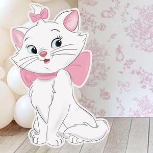 かわいいマリー貴族PNG | 子猫 | コケットリボン | 白い子猫 | ピンクのデジタル | 大きな装飾 | 切り抜き | パーティーの飾り | ベビーシャワー | 誕生日