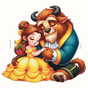 Bella La Bella e la Bestia PNG / Belle / Principessa / Digitale / Trasferimento DTF / Immagine digitale / PNG / Racconto antico come il tempo / San Valentino Png / Amore