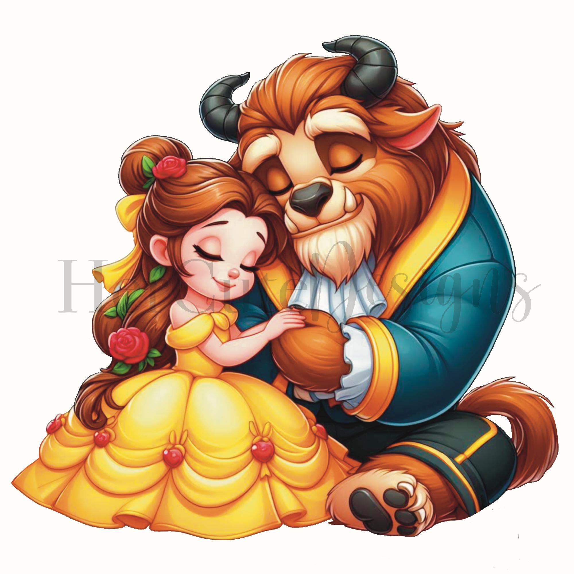 Cute Beauty and the Beast PNG | Belle | Princess| Digital | DTF ...