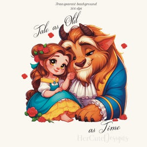 Racconto carino vecchio come il tempo n. 2 PNG / Belle / Baby Princess DTF Transfer / Immagine digitale / La bella e la bestia / San Valentino Png