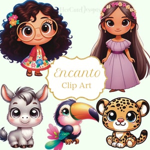 Cute Encanto Clip Art| Mirabel | Isabela | Donkey | Jaguar | Toucan | Baby Princess| Sublimation| PNG