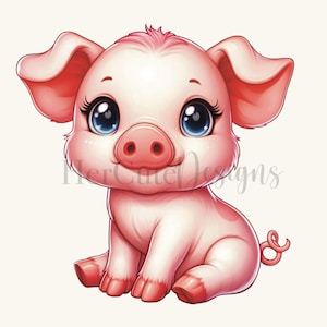Lindo cerdito bebé PNG / Cerdo Png / Animales bebés / Animales de granja Png / La telaraña de Charlotte / Tema de baby shower / Diseño adorable