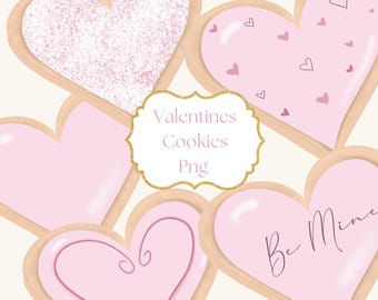 Cute Heart Shape Valentines Cookies PNG| Valentines Png |Be Mine| Sugar Cookies | Pink | Glitter Valentines | Hearts | Valentine Clip Art