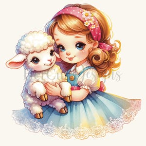 Cute Mary had a little Lamb PNG | Classic Story | Baby Lamb | White as Snow | Little Girl Png | Nursery Png | Baby Shower Theme