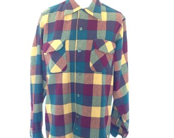 Chemise Homme En Laine Grise Pendleton - Taille M (ancienne étiquette XL Retaillée), Occasion Très Bon état