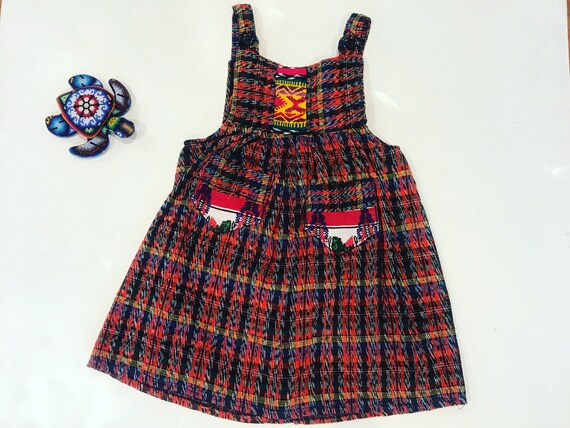 Ethnic Pinafore Toddler Dress pockets colorful wo… - image 1