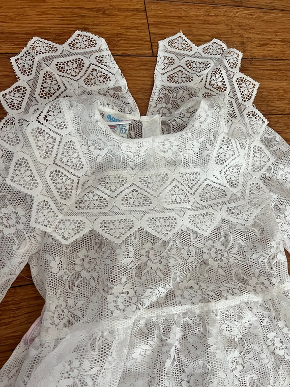 Vintage girls lace white dress tagged 6X by Bonni… - image 4