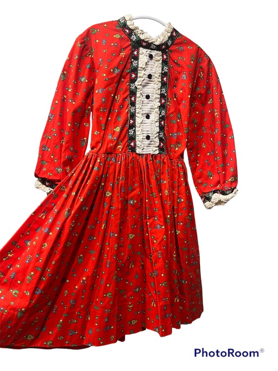 Vintage girls 70s dress Dirndl style Vintage dress