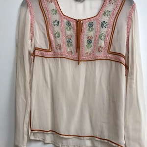 Vintage Antik Batik sheer blouse small medium