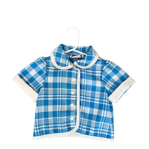 Vintage Ellie Fishman Spring blue tartan coat top toddler 3T