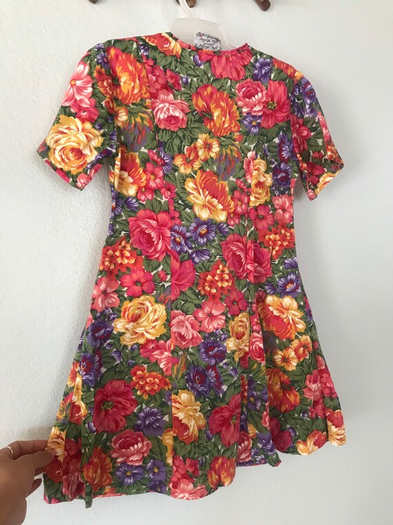 Vintage big girls floral dress tagged girls 8 - image 4