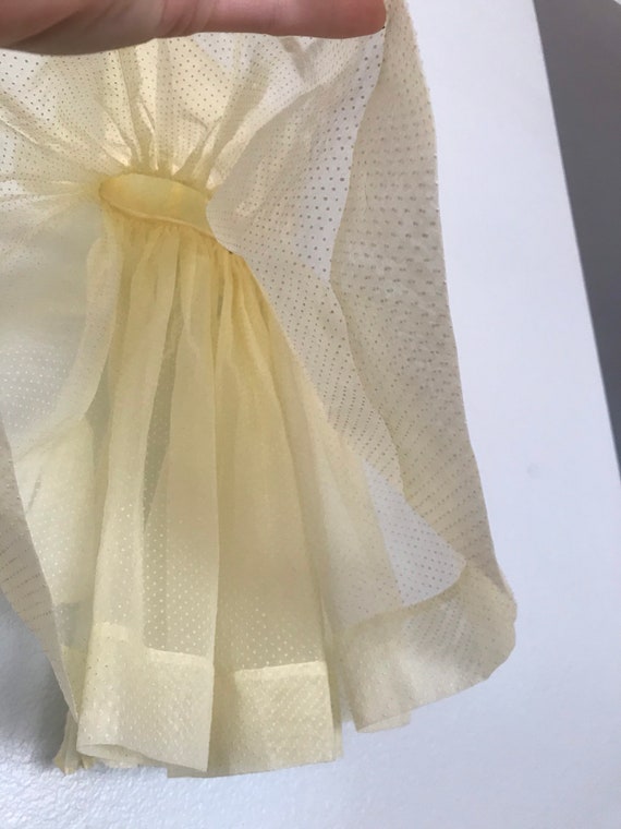 Vintage Yellow flocked swiss dot sheer handmade d… - image 5