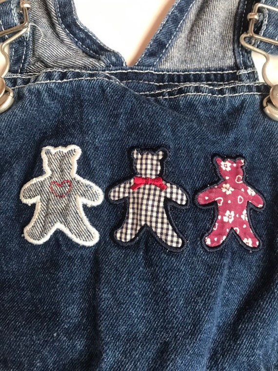 Vintage Toddler 4T Bear dark denim Overalls - image 2