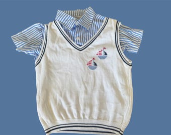Vintage nautical toddler vest and top tagged 3T Cartiage Boutique