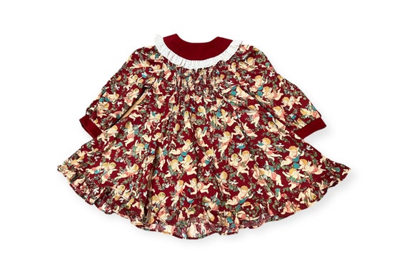 Vintage Allison Ann Angel print smocked dress tagged 3T