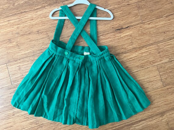 Vintage toddler green suspender skirt tagged 4T p… - image 5