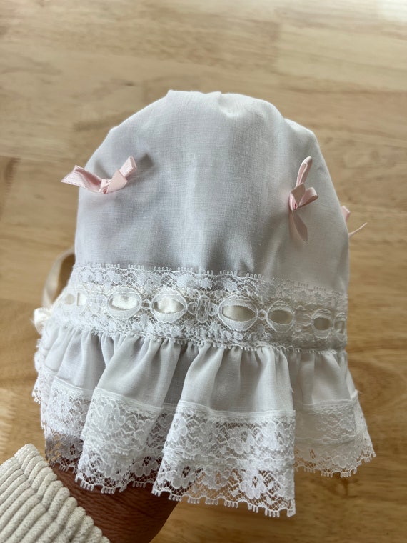 Vintage baby girl lace bonnet - image 3