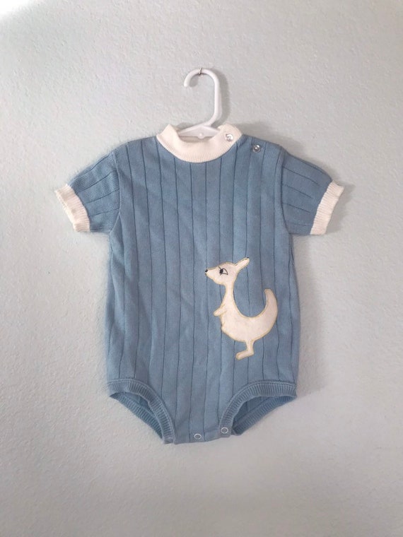 Vintage knit kangaroo romper 12 months vintage bab