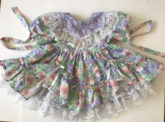 Vintage Pastel Lace floral Party Dress 18-24 mont… - image 6