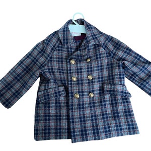 Vintage handmade toddler coat tartan peacoat style 3T