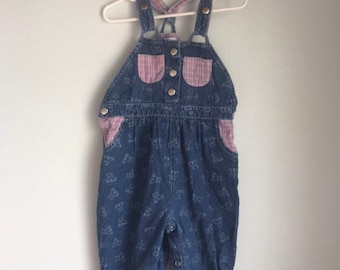 Vintage Toddler Bear Overalls 2T, vintage Teddy Bear Denim Overalls