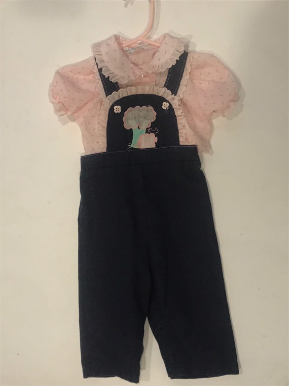 Vintage Baby Girl Healthtex Overalls set floral 612 … Gem