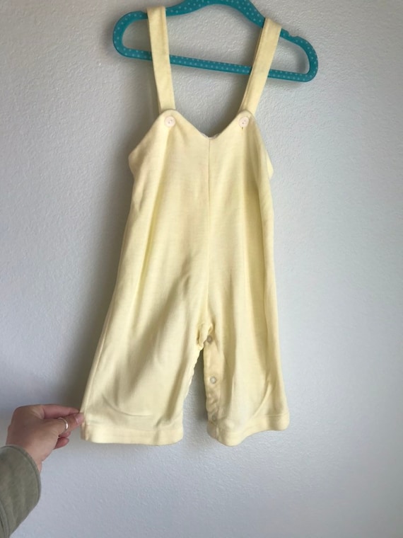 Vintage pale yellow knit overalls 18-24 months