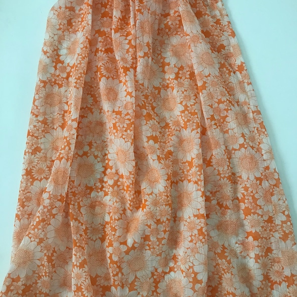 Handmade Sheer Orange Flower Power Girls Dress Coverup 6 and up