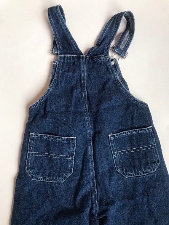 Vintage Toddler 4T Bear dark denim Overalls - image 4