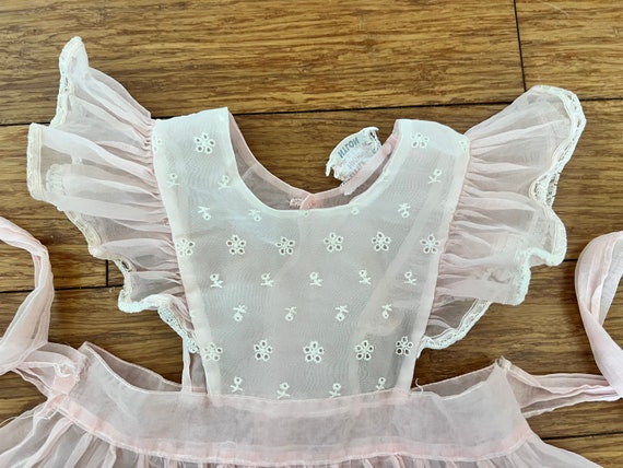 Vintage toddler Sheer pink nylon flutter sleeve p… - image 2