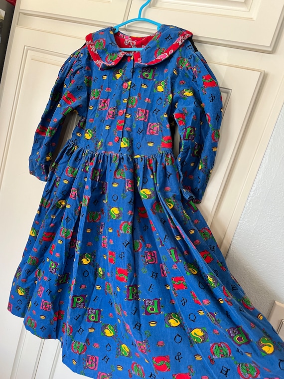 Vintage girls Mousefeathers novelty print dress ta