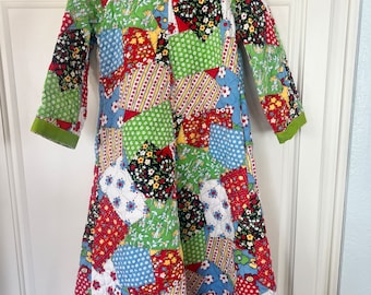 Vintage kids quilt patchwork house coat toddler handmade