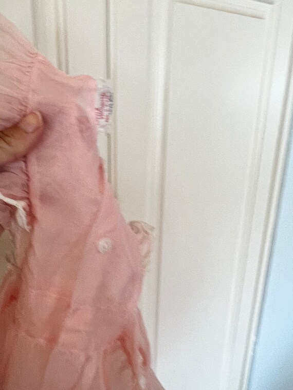 Vintage toddler Sheer pink nylon flutter sleeve p… - image 5