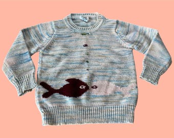 vintage toddler fish knit sweater 2T 3T
