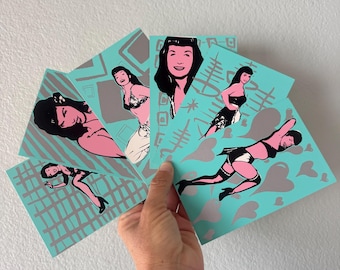 Vintage Betty Page Postcards set