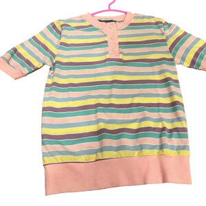 Vintage girls pastel striped top rainbow pastel top