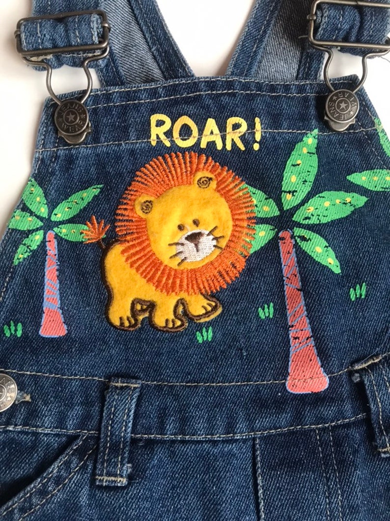 Safari denim shortalls overalls lion 18 months