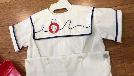 Vintage 0-3 months sailor Jon Jon Sunsuit Nautica… - image 2